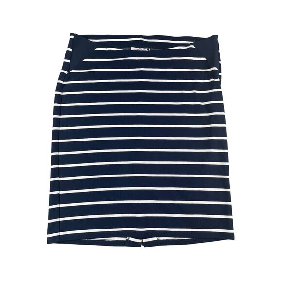 Motherhood Maternity Skirt Womens Medium Blue Striped Stretch Cotton Blend - Picture 1 of 10